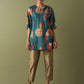 Printed Pin Tucks Tunic - Teal