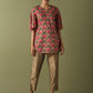 Printed Pin Tucks Tunic - Olive