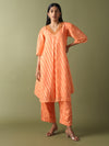 Kurta Pants Set - Orange & Golden