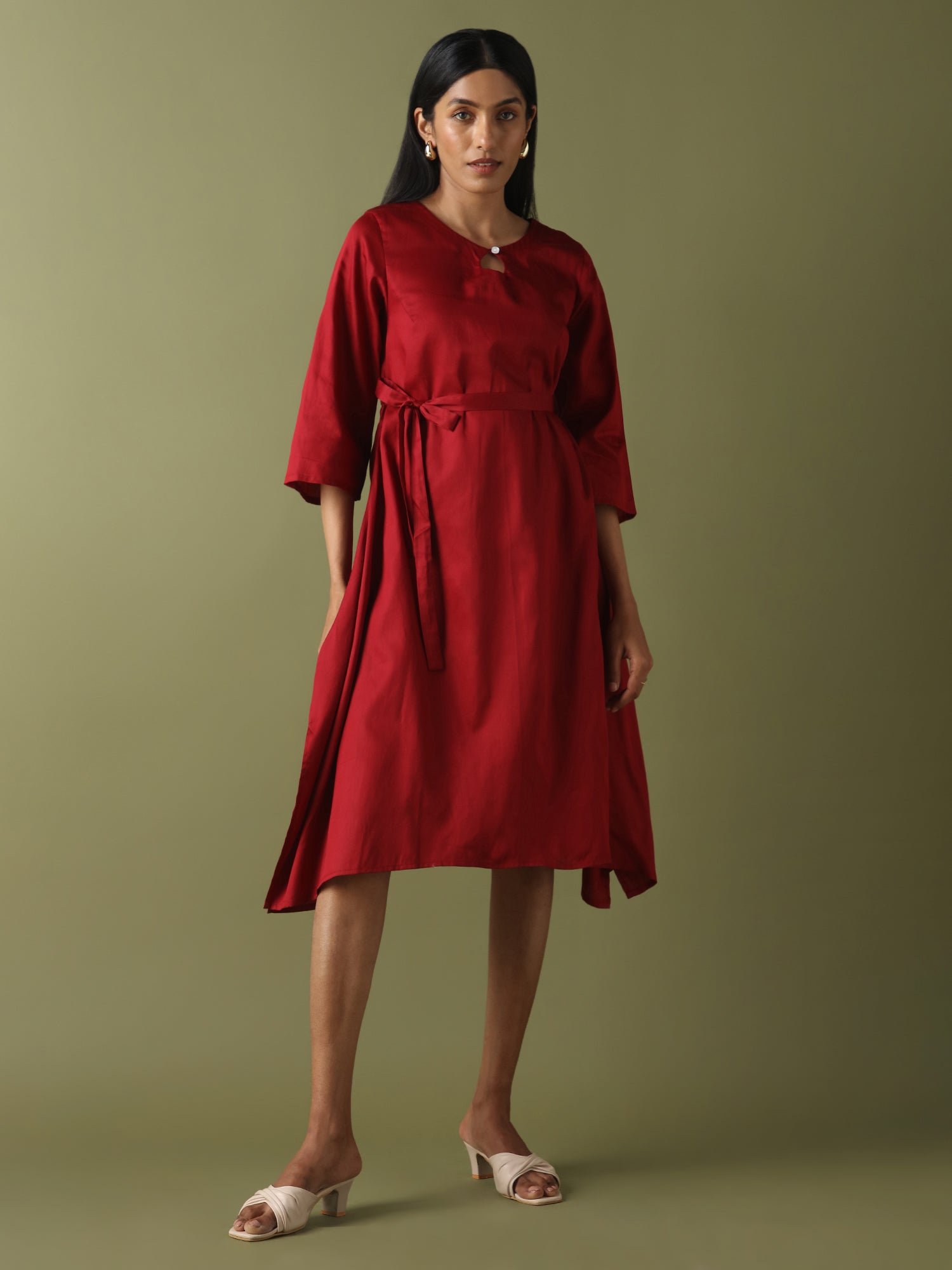 Handkerchief Dress - Maroon image 3