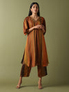 Kurta Pants Set - Brown & Golden