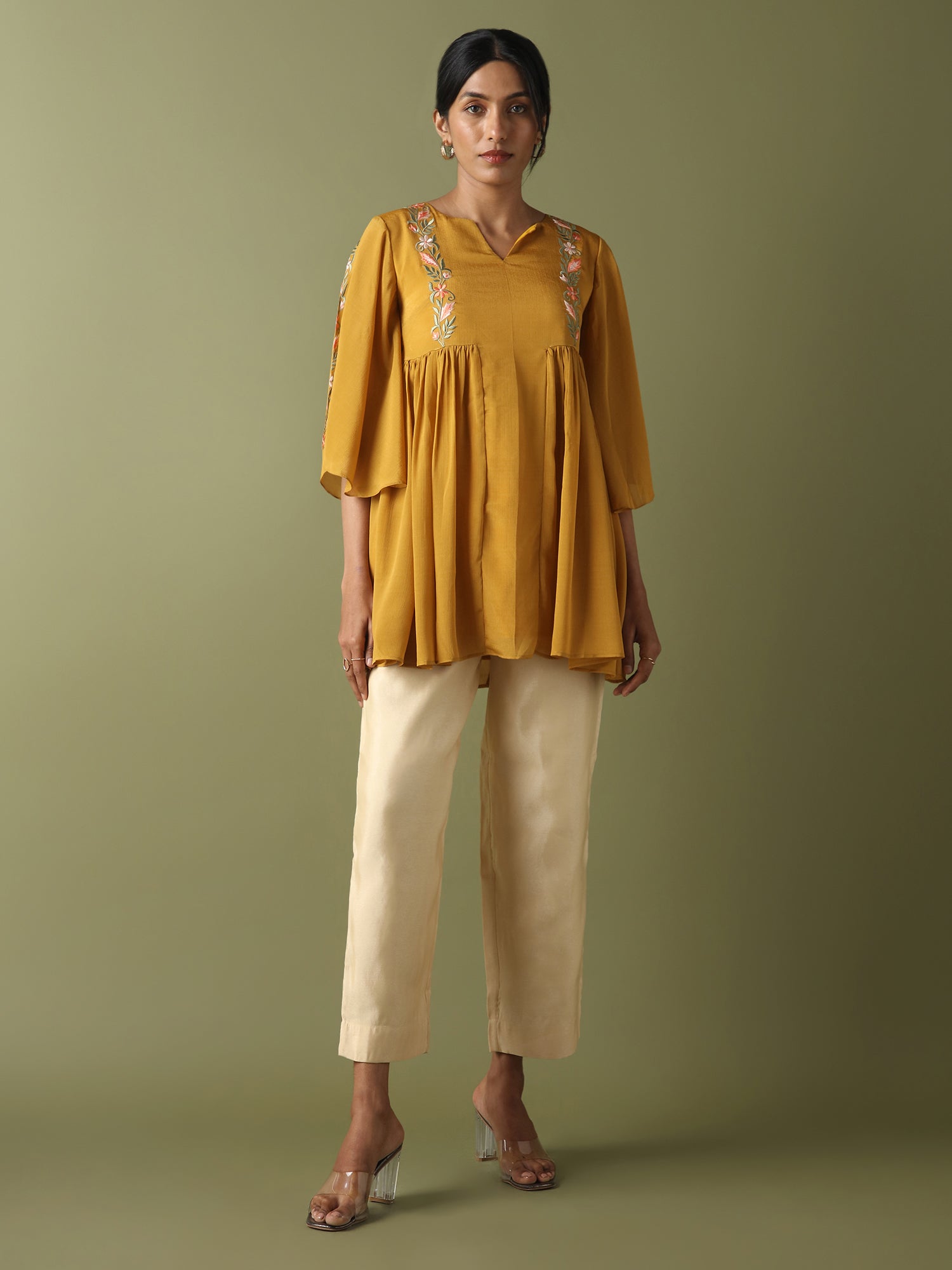 Embroidered Tunic - Mustard thumbnail 3