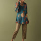 Printed Pin Tucks Tunic - Teal