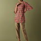 Printed Pin Tucks Tunic - Olive