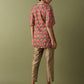 Printed Pin Tucks Tunic - Olive