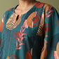 Printed Pin Tucks Tunic - Teal