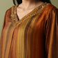 Kurta Pants Set - Brown & Golden