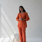 Scalloped Straight Pants - Orange