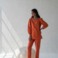 Scalloped Straight Pants - Orange