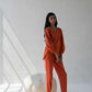 Scalloped Straight Pants - Orange