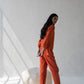Scalloped Straight Pants - Orange